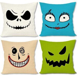 Nightmare Before Christmas Halloween Pillow Covers 18x18 Set of 4 Throw Pillow C